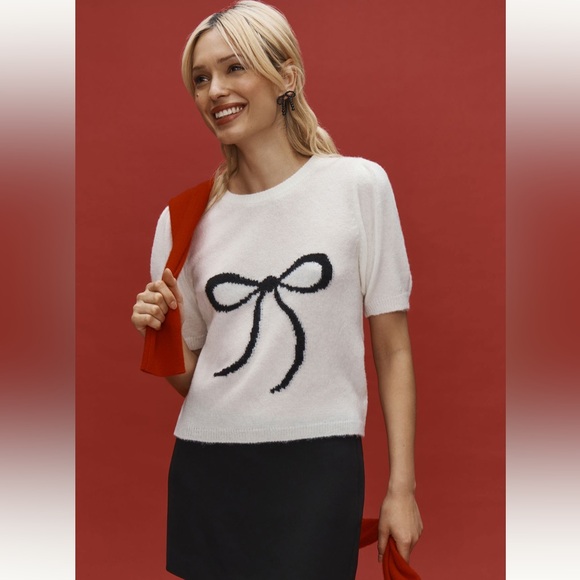 Anthropologie The Mollie Short-Sleeve Printed Sweater Size XL - Picture 5 of 9